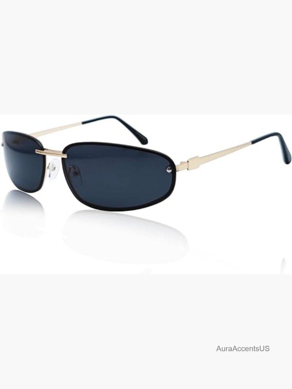 Y2K Wrap Around Sunglasses Retro 2000s Metal Frame UV400 Protection